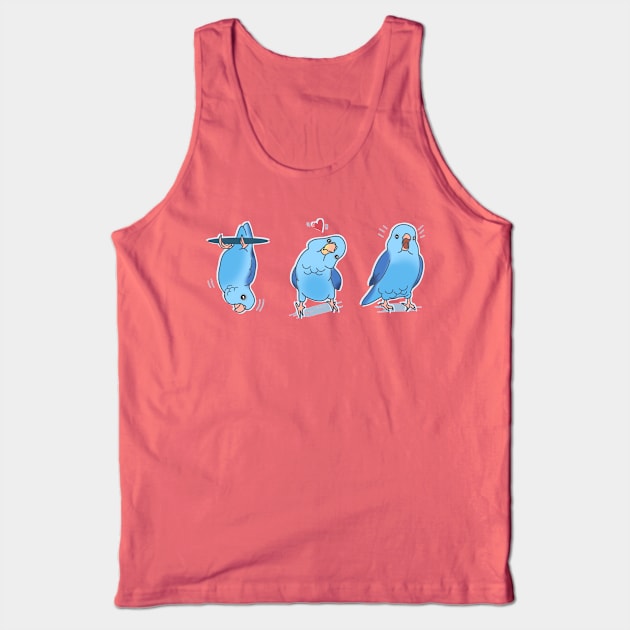 Three Blue parrotlet doodles Tank Top by FandomizedRose